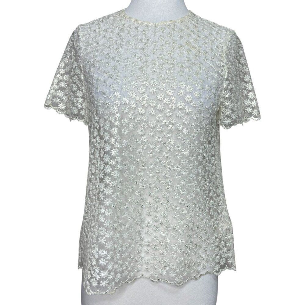 Kate Spade Shannon Top Sheer Floral Short Sleeve Size 6